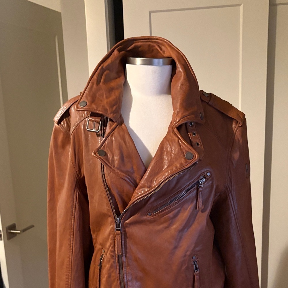 Mauritius men’s Malic cognac leather jacket. Sz XL but runs small. - Picture 4 of 12